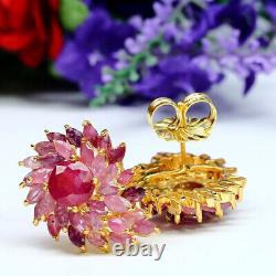 Pink Red Ruby Earrigns 925 Sterling Silver 14k Gold Plated