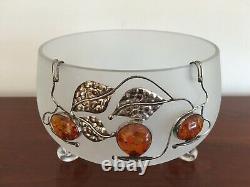 Poland Polish Sterling Silver Amber Glass Bowl