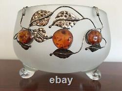 Poland Polish Sterling Silver Amber Glass Bowl