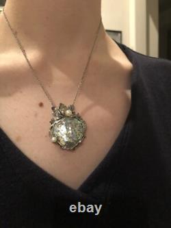 Pz Or Paz Roman Glass Sterling Silver Akoya Pearls Pendant Necklace Israel