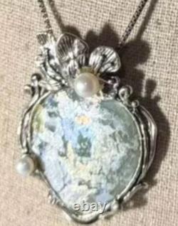 Pz Or Paz Roman Glass Sterling Silver Akoya Pearls Pendant Necklace Israel