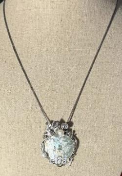 Pz Or Paz Roman Glass Sterling Silver Akoya Pearls Pendant Necklace Israel