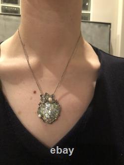 Pz Or Paz Roman Glass Sterling Silver Akoya Pearls Pendant Necklace Israel