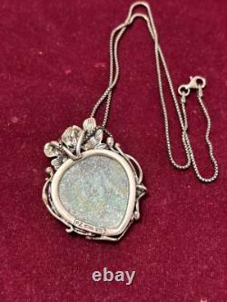 Pz Or Paz Roman Glass Sterling Silver Akoya Pearls Pendant Necklace Israel