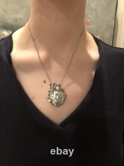 Pz Or Paz Roman Glass Sterling Silver Akoya Pearls Pendant Necklace Israel