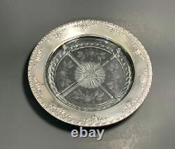 RARE ANTIQUE Robert Wallace & Sons Sterling Silver & Crystal Glass Relish Dish