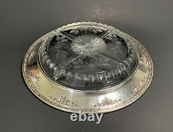 RARE ANTIQUE Robert Wallace & Sons Sterling Silver & Crystal Glass Relish Dish