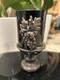 Rare Bat Ami Sterling Silver 925 And Black Blown Glass Signed Jewish Goblet