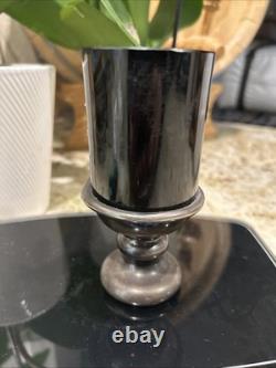 RARE Bat Ami Sterling Silver 925 And Black Blown Glass Signed Jewish Goblet