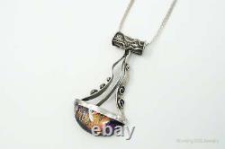 RARE Design Nancy E Foster Modernist Glass Sterling Silver Chain Necklace