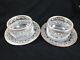 Rare Pair Antique 1879 French Sterling Silver & Etched Glass Bowl Plate Set
