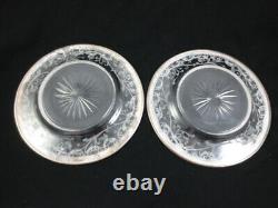 RARE Pair Antique 1879 French Sterling Silver & Etched Glass Bowl Plate Set