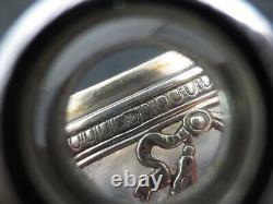 RARE Pair Antique 1879 French Sterling Silver & Etched Glass Bowl Plate Set