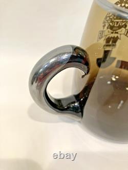 RARE VICKYs Smokey Glass Sterling Silver Overlay Mug Made in Peru 1940s