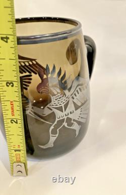 RARE VICKYs Smokey Glass Sterling Silver Overlay Mug Made in Peru 1940s