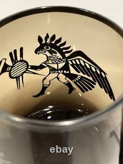 RARE VICKYs Smokey Glass Sterling Silver Overlay Mug Made in Peru 1940s