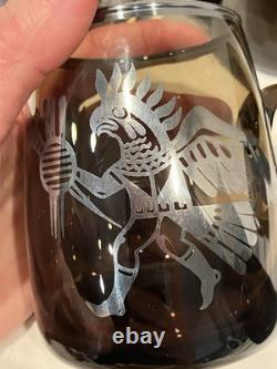 RARE VICKYs Smokey Glass Sterling Silver Overlay Mug Made in Peru 1940s