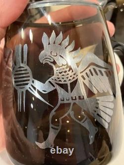 RARE VICKYs Smokey Glass Sterling Silver Overlay Mug Made in Peru 1940s