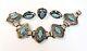 Rare Vintage 1940's Sterling Silver Mexico Hubbell Glass Bracelet Ring Earrings
