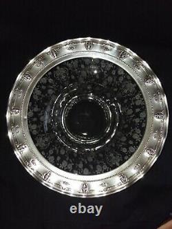 RARE! Wallace Sterling Silver & Cambridge Glass Rose Point 13 Centerpiece Bowl