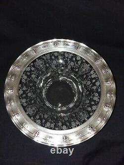 RARE! Wallace Sterling Silver & Cambridge Glass Rose Point 13 Centerpiece Bowl