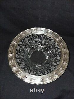 RARE! Wallace Sterling Silver & Cambridge Glass Rose Point 13 Centerpiece Bowl