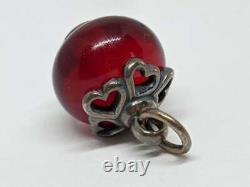 RETIRED James Avery Sterling Silver Heart Red Glass Finial Charm Box Bag Inserts