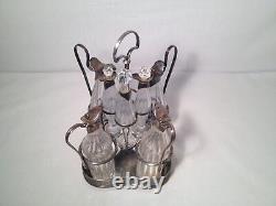 Rare Antique English Silver Plate Sterling Silver Cut Glass Caster Set 1793-1813