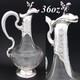 Rare Antique French Sterling Silver & Baccarat Glass 36oz 12.5 Claret Jug