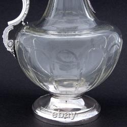 Rare Antique French Sterling Silver & Baccarat Glass 36oz 12.5 Claret Jug