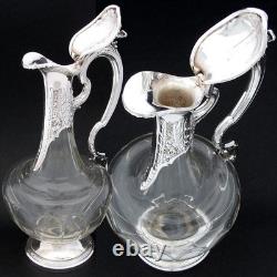 Rare Antique French Sterling Silver & Baccarat Glass 36oz 12.5 Claret Jug