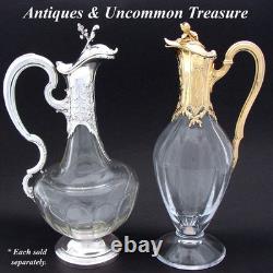 Rare Antique French Sterling Silver & Baccarat Glass 36oz 12.5 Claret Jug