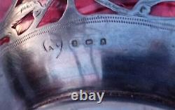 Rare Antique Sterling Silver Overlay 6 Cranberry Ruby Glass 6 Vase Hallmarked