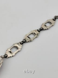 Rare Antique Victorian Czech Purple Glass Sterling Silver Bracelet 7 1/8 In
