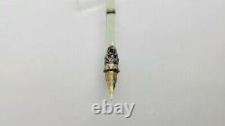 Rare Antique Vintage Glass & Sterling Silver Dip Pen with Tiny Sapphire Stone