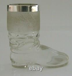 Rare English Solid Sterling Silver Glass Matchstriker 1901 Antique Novelty Boot