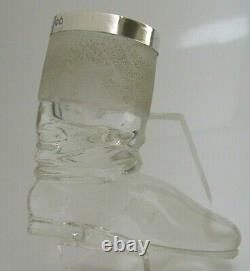 Rare English Solid Sterling Silver Glass Matchstriker 1901 Antique Novelty Boot