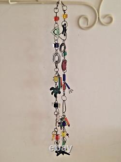 Rare Estate Find Sterling Silver Art Glass Chain Necklace