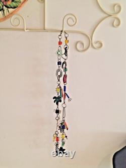 Rare Estate Find Sterling Silver Art Glass Chain Necklace