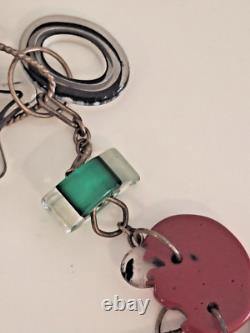 Rare Estate Find Sterling Silver Art Glass Chain Necklace