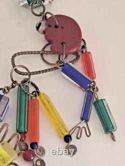 Rare Estate Find Sterling Silver Art Glass Chain Necklace