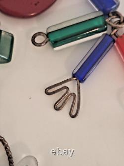 Rare Estate Find Sterling Silver Art Glass Chain Necklace
