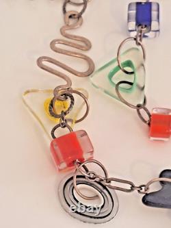 Rare Estate Find Sterling Silver Art Glass Chain Necklace