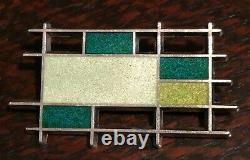 Rare GEORG JENSEN & BENTE BONNE ENAMEL STERLING SILVER PIN MID CENTURY Jewelry