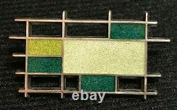 Rare GEORG JENSEN & BENTE BONNE ENAMEL STERLING SILVER PIN MID CENTURY Jewelry