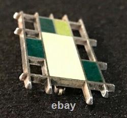 Rare GEORG JENSEN & BENTE BONNE ENAMEL STERLING SILVER PIN MID CENTURY Jewelry