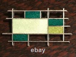 Rare GEORG JENSEN & BENTE BONNE ENAMEL STERLING SILVER PIN MID CENTURY Jewelry