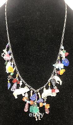 Rare Lucy Isaacs Sterling Silver Necklace Rainforest Collection Animal Charms