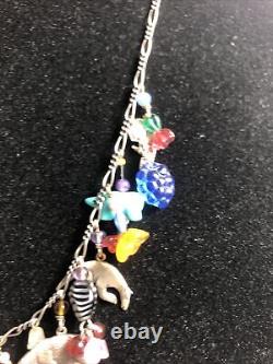 Rare Lucy Isaacs Sterling Silver Necklace Rainforest Collection Animal Charms