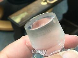 Rare OAK TANTALUS TRIPLE CUT GLASS DECANTERS STERLING SILVER COLLARS LONDON VGC